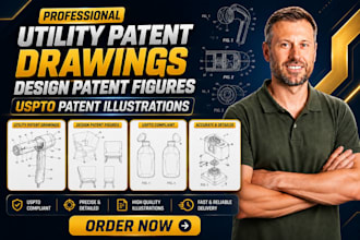 create utility patent drawing, design patent figures, uspto patent illustration