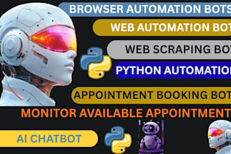 do custom browser automation, python automation and web automation bot, ai bot