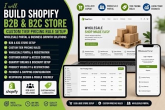 build shopify b2b b2c store, setup tier pricing rule, b2b wholesale portal moq