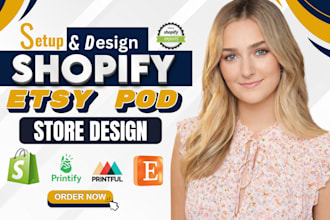 setup shopify print on demand, etsy printful printify print on demand store