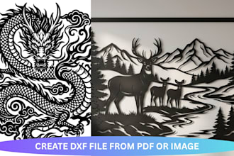 create dxf file for cnc router, laser cutting and engraving