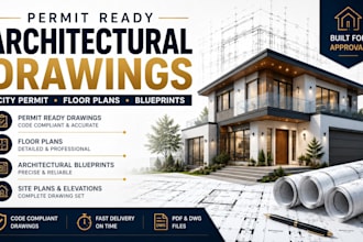 permit ready architectural drawings, city permit, floor plans, blueprints