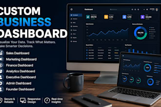 build custom business dashboard for analytics reporting and KPI tracking