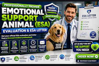 professionally provide emotional support animal esa evaluation and esa letter