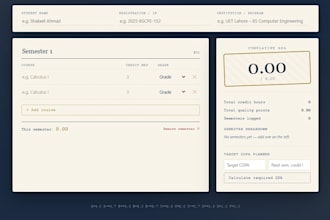 develop a gpa cgpa calculator website for you