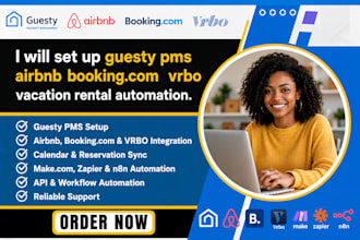 set up guesty pms airbnb booking com vrbo vacation rental automation