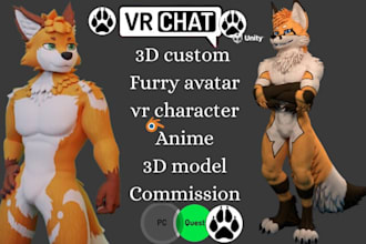 do custom furry avatar anime fursona nsfw vrchat avatar 3d vr character model