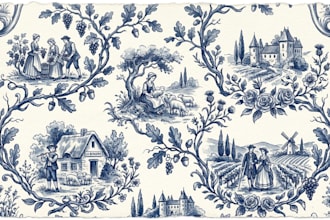 create seamless toile de jouy pattern design for fabric and wallpaper