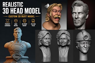 realistic 3d head model bust face likeness 3d model stl zbrush for 3d printing