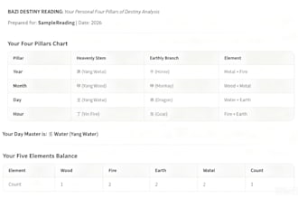 create your personalized chinese bazi destiny reading and life analysis