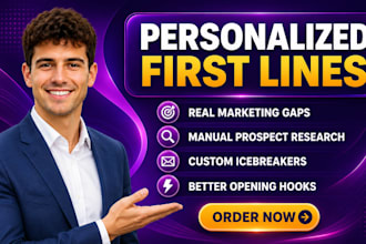 research real marketing gap and write personalized first line