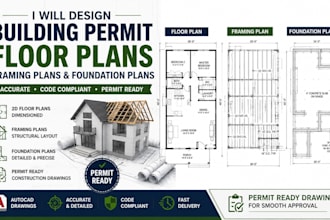 design building permit floor plans, framing plans and foundation plans