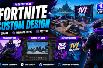 create custom 2d fortnite art custom 1v1 fortnite map using uefn, posters