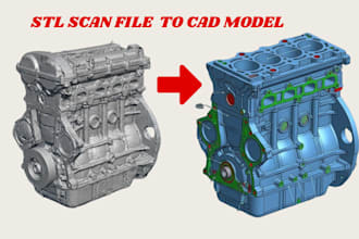 do reverse engineering scan to cad, and stl to cad in solidworks and fusion 360