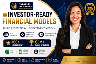 build an investor ready financial model, 3 statement projections, and valuation