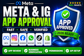 get meta, fb, ig, wa, tiktok app permissions, API, review and approvals