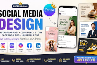 design instagram post carousel story facebook ads linkedin post canva design