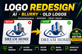 redesign business, company branding, fix blurry ai logo create brand identity