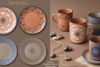 do ceramic plates, mugs, and terracotta pattern collections