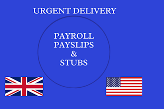 create payroll , payslips, stubs, paycheck, w2 forms for you