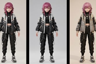 make custom vrchat avatar, anime vtuber avatar vr character with facial tracking