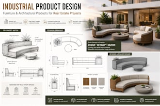 design custom furniture, architectural fixtures, outdoor product for real estate
