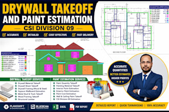 do drywall takeoff and paint estimation csi division 09
