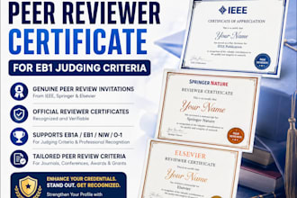 assist ieee springer elsevier peer reviewer certificate for eb1 judging criteria
