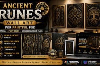 design ancient runes wall art pod printful for universe landing pages etsy store
