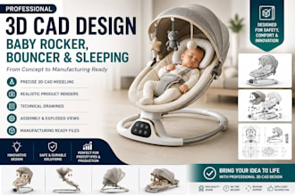 design electric 3d cad baby rocker, bouncer sleeping