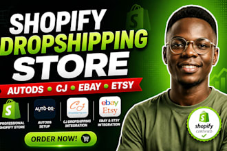 build auto ds shopify dropshipping store, ebay integration, esty store
