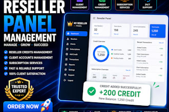 manage reseller credits, client accounts, and subscription services