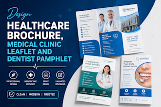 design healthcare brochure, medical clinic leaflet and dentist pamphlet