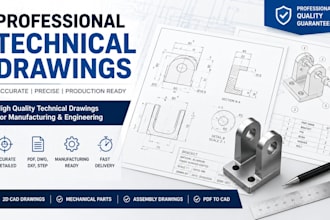 create 2d technical drawings for engineering projects