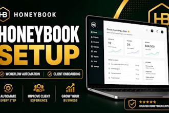 setup honeybook CRM, workflow automation and client onboarding