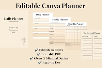 create editable canva planners