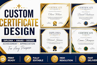 design custom diploma award achievement degree and certificate for any purpose