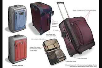design 3d cad travel bag and luggage product with product animation