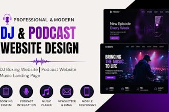design a dj booking website, podcast website and music landing page