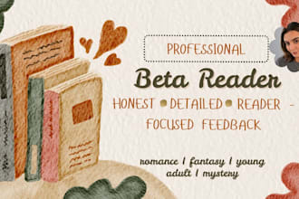 beta read your romance, fantasy or ya manuscript