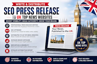 write and distribute an SEO press release to uk top news websites