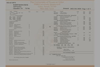 design university transcript, high school transcript, college transcript