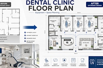 create dental clinic floor plan with equipment layout and space planning