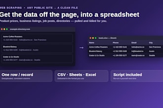 scrape website data into a clean google sheet or excel file