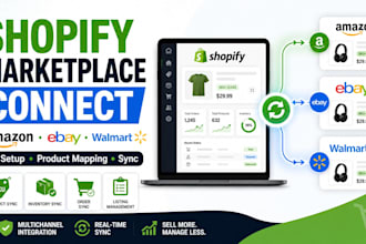 set up shopify marketplace connect for amazon ebay and walmart integration
