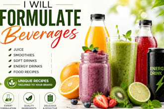 formulate beverage, juice, smoothie and soft drink, energy drink, food recipes