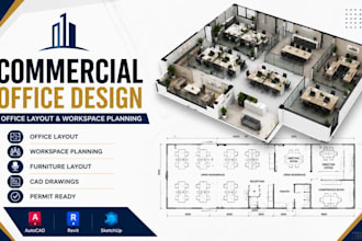 design commercial office drawing, office layout, workspace planning