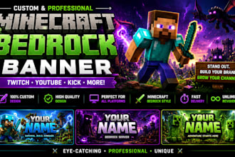 design minecraft banner, youtube banner minecraft gaming bedrock banner twitch