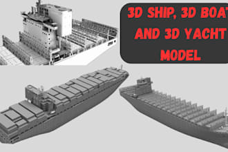 model 3d ship, 3d boat, 3d yacht models for cad, 3d rendering and 3d printing