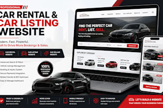 build car rental website, car listing website, car selling website
